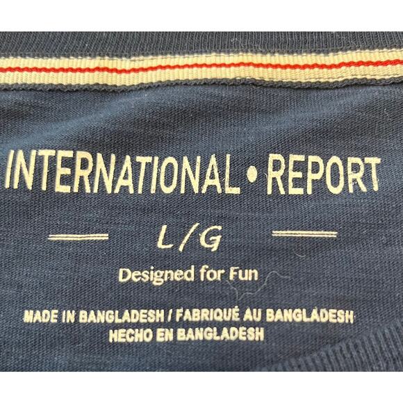 INTERNATIONAL REPORT SHORT SLV CREW NECK TOP, WOMENS, L, NAVY BLUE-WHITE ANCHORS - Picture 9 of 10